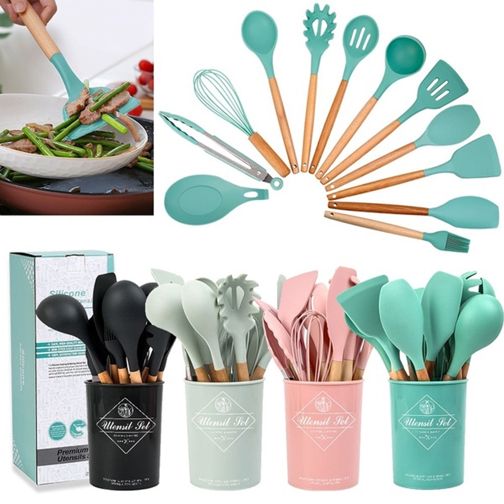 Spoon holder 12pcs Kitchen Silicone Spoon with Holder - Image 2